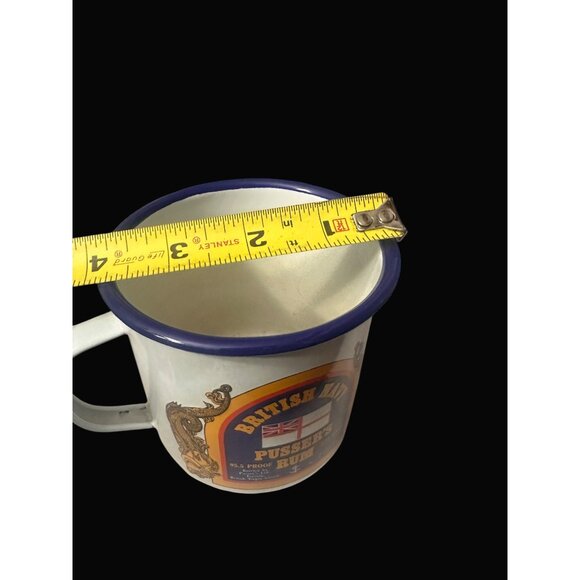 British Navy Pussers Rum Enamelware Mug With Handle 1.75L Hand Decorated Tortola - Picture 2 of 10